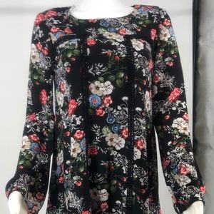 FRANCESCA'S LADEIS DRESS BLACK FLORAL MULTICOLOR SMALL NWT